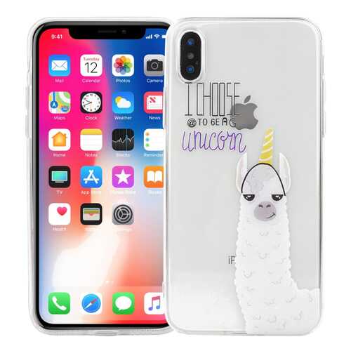 Чехол KAWAI для iPhone X/XSЛама-единорог в МТС