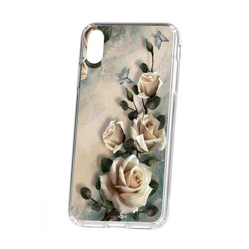 Чехол Kruche Apple iPhone XS Max Print Белые розы в МТС