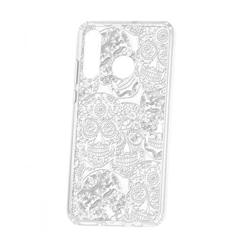 Чехол Kruche Huawei P30 Lite Print Skull White в МТС