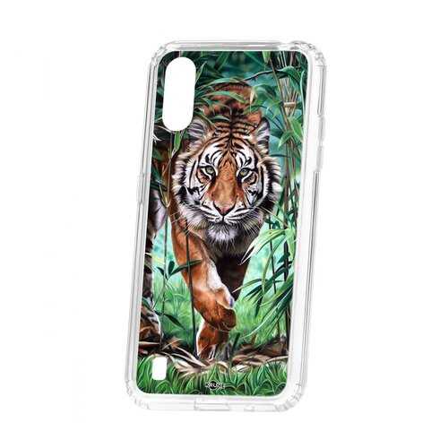 Чехол Kruche Samsung Galaxy A01/A015 Print Крадущийся тигр в МТС