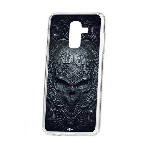 Чехол Kruche Samsung Galaxy A6 Plus (2018) A605f Print Череп техно в МТС
