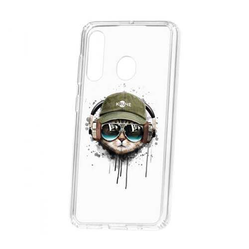 Чехол Kruche Samsung Galaxy A60 2019 Print Кот в наушниках в МТС