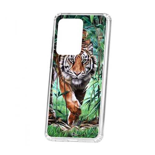 Чехол Kruche Samsung Galaxy S20 Ultra Print Крадущийся тигр в МТС