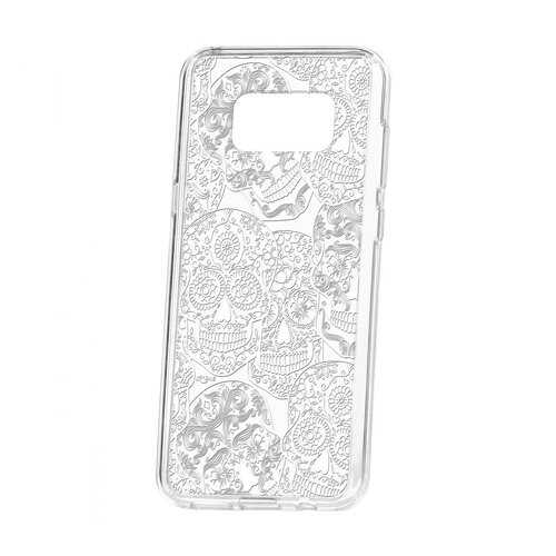 Чехол Kruche Samsung Galaxy S8 Plus Print Skull White в МТС