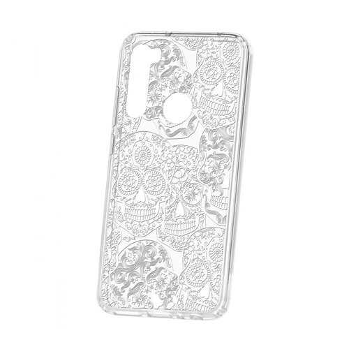 Чехол Kruche Xiaomi Redmi Note 8 Print Skull White в МТС