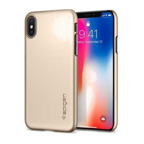 Чехол Spigen Thin Fit (057CS22111) для Apple iPhone X (Champagne Gold) в МТС