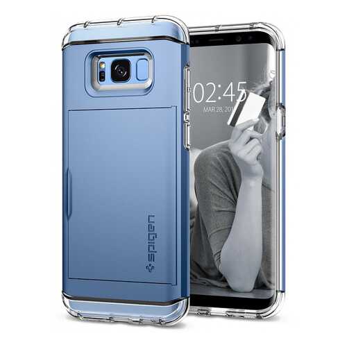 Чехол-визитница Spigen Crystal Wallet (571CS21118) для Samsung Galaxy S8 Plus (Coral Blue) в МТС