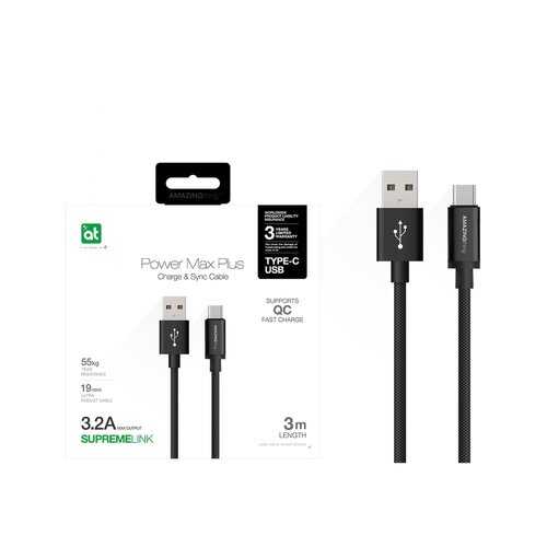 Кабель Amazingthing SupremeLink Power Max Plus USB-Type-C Black 3m 3.2A в МТС