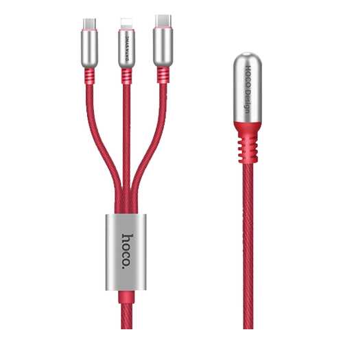 Кабель Hoco U17 Lightning/microUSB/Type-C Red в МТС