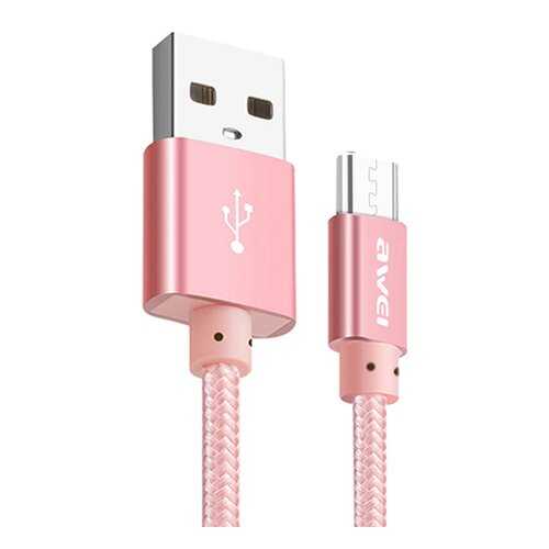 кабель microUSB, 2A, 0,3м., металл/текстиль, розовое золото, CL-10-RGD, AWEI в МТС