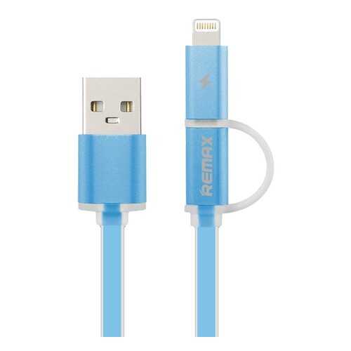 Кабель REMAX Aurora 2 в 1 (micro USB + iPhone Lightning) 1m, Blue в МТС