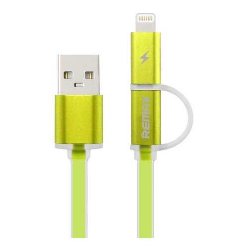 Кабель REMAX Aurora 2 в 1 (micro USB + iPhone Lightning) 1m, Green в МТС