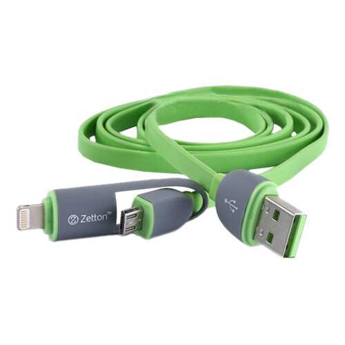 Кабель Zetton Lightning 1м Green (ZTLSUSB2IN1BG) в МТС