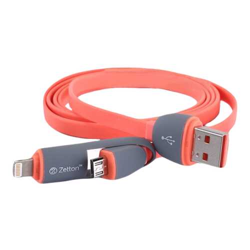 Кабель Zetton Lightning 1м Red (ZTLSUSB2IN1BR) в МТС