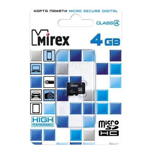 Карта памяти Mirex Micro SDHC 13612-MCROSD04 4GB в МТС