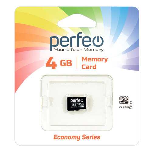 Карта памяти Perfeo microSD 4GB High-Capacity (Class 10) без адаптера economy series в МТС