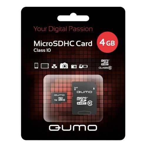 Карта памяти Qumo Micro SDHC QM4GMICSDHC10 4 GB в МТС