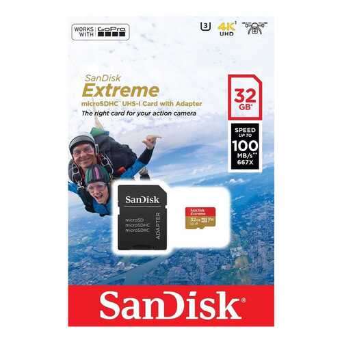 Карта памяти SanDisk Extreme Micro SDHC SDSQXAF-032G-GN6AA 32GB в МТС