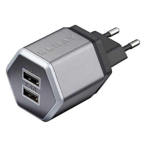 Сетевое зарядное устройство Elray 2 USB 4,8A Silver в МТС