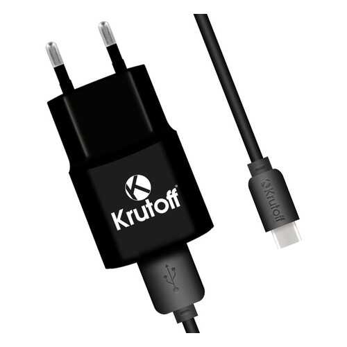 Сетевое зарядное устройство Krutoff CH-01C 1xUSB, 1A + кабель USB Type-C (black) в МТС