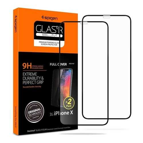 Защитное стекло Spigen Glas.tR Slim Full Cover 2pcs для iPhone 11 Pro/XS/X (Black) в МТС